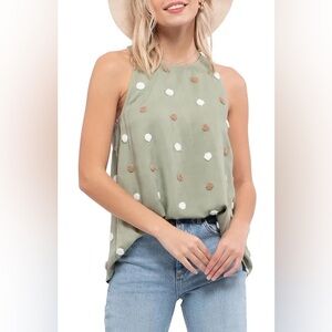 Blu Pepper Two-Tone Dot Tank Top Polka Dot Tank Size Small